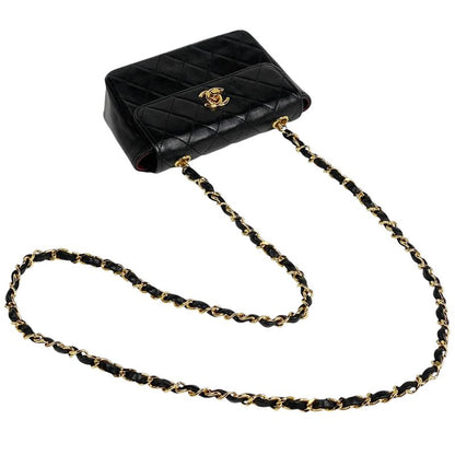 Chanel Coco Mark Chain Shoulder Bag Mini Matelasse Shoulder Bag Leather Black