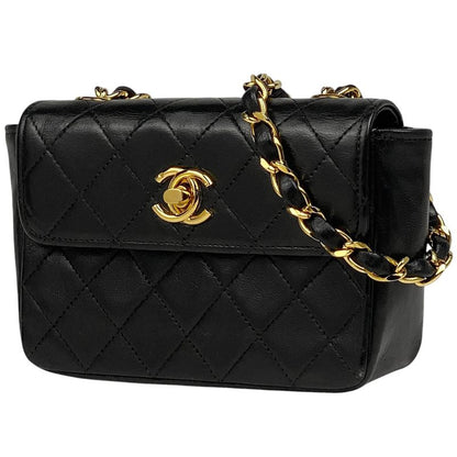 Chanel Coco Mark Chain Shoulder Bag Mini Matelasse Shoulder Bag Leather Black