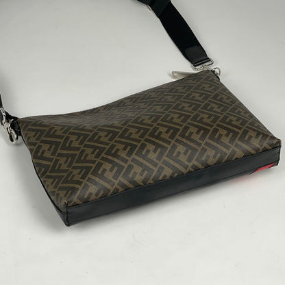 Fendi Zucca Pattern Shoulder Bag 2way Clutch Bag Shoulder Bag Leather Black