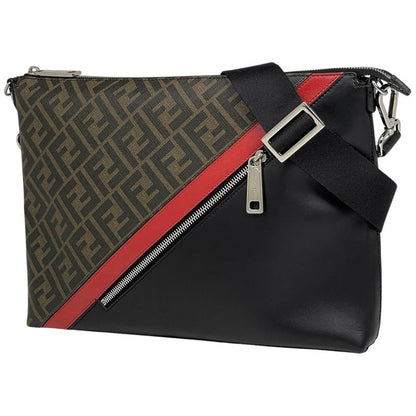 Fendi Zucca Pattern Shoulder Bag 2way Clutch Bag Shoulder Bag Leather Black