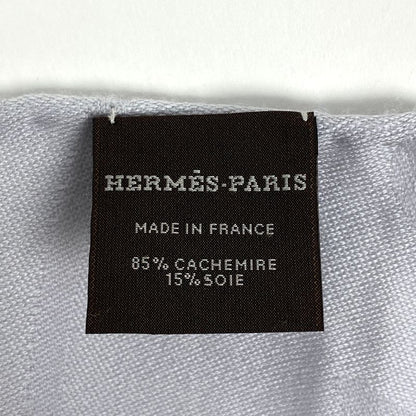 Hermes Fringe Shawl Logo Large Shawl Cashmere Silk Gray Women
