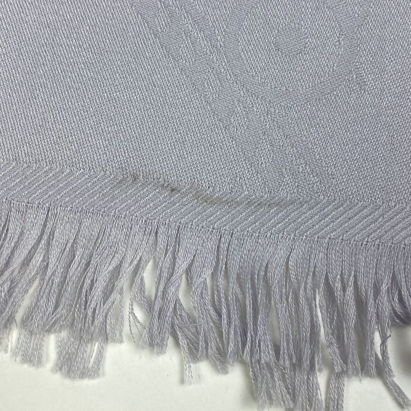 Hermes Fringe Shawl Logo Large Shawl Cashmere Silk Gray Women