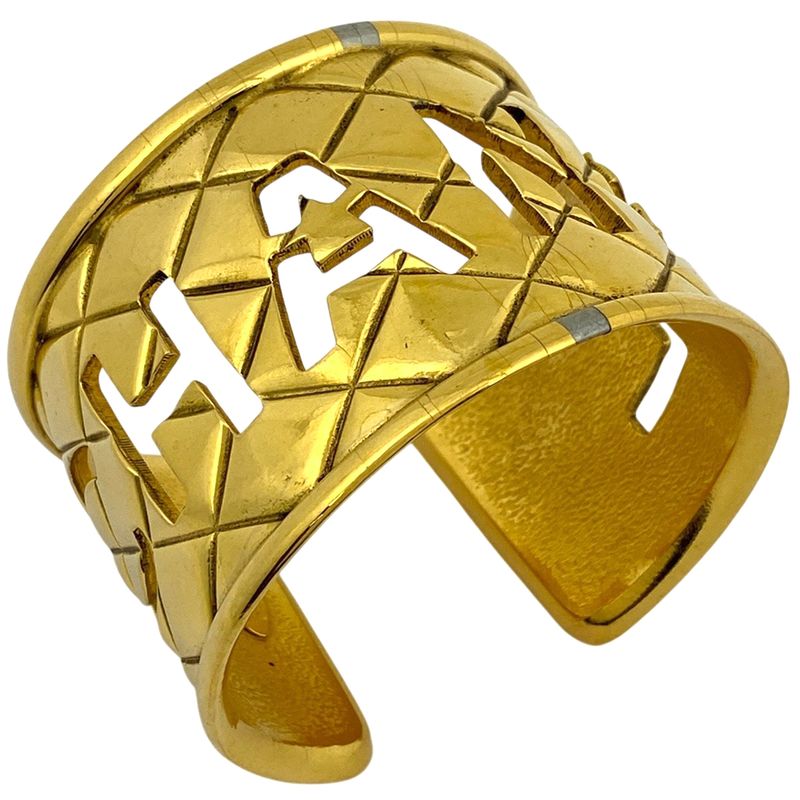 Chanel Logo Bangle Matelasse Bangle GP Gold Ladies