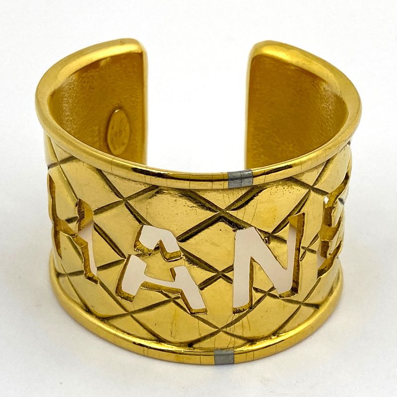 Chanel Logo Bangle Matelasse Bangle GP Gold Ladies