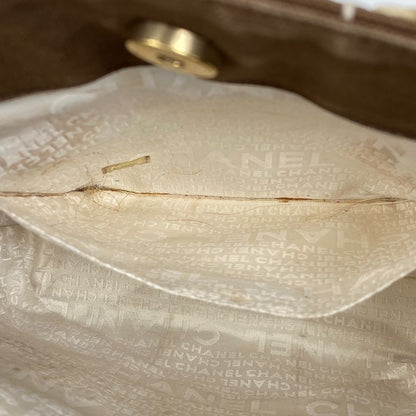 Chanel Coco Mark Tote Handbag Chocobar Tote Canvas Brown White A21375 Women