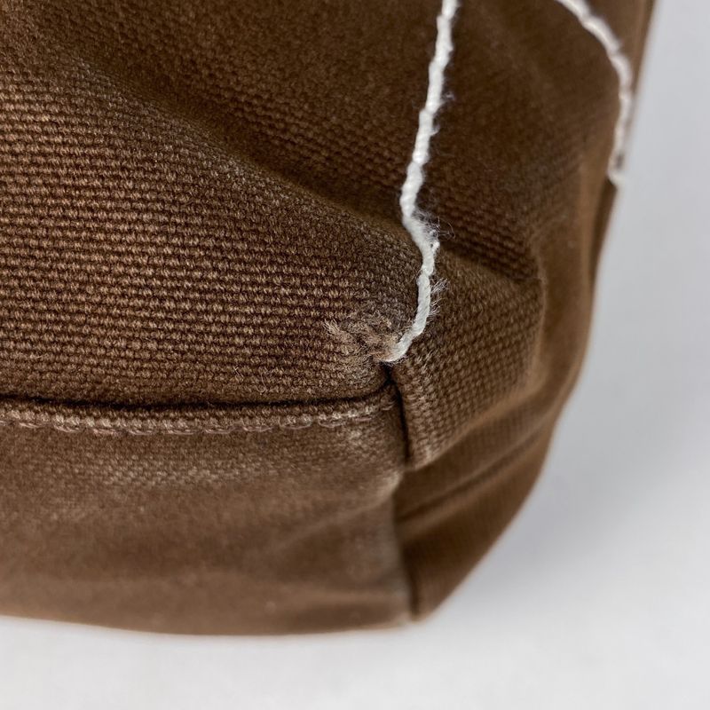 Chanel Coco Mark Tote Handbag Chocobar Tote Canvas Brown White A21375 Women