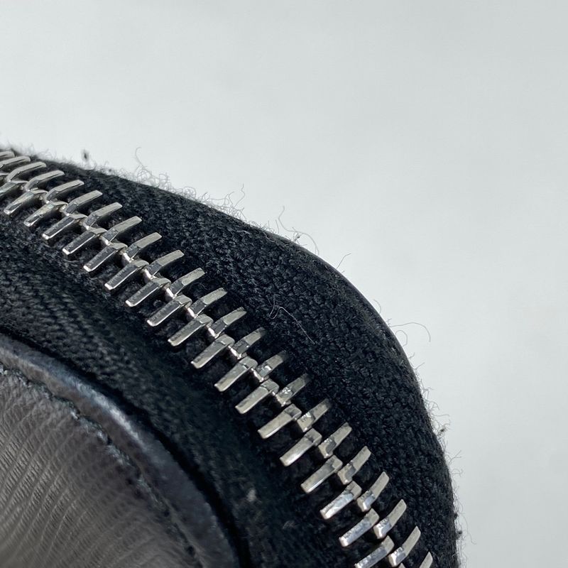 Prada Logo Plate Round Zipper Coin Case Coin Purse Coin Case Leather Nero