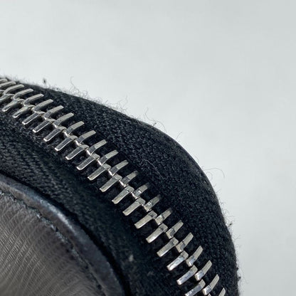 Prada Logo Plate Round Zipper Coin Case Coin Purse Coin Case Leather Nero