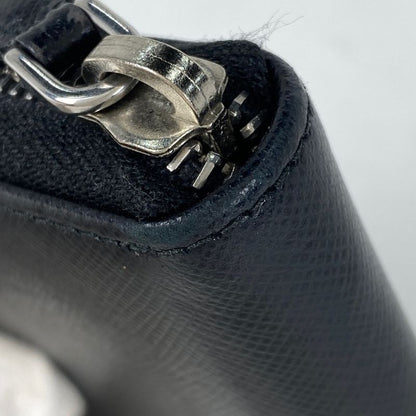 Prada Logo Plate Round Zipper Coin Case Coin Purse Coin Case Leather Nero