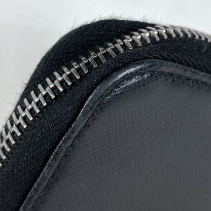 Prada Logo Plate Round Zipper Coin Case Coin Purse Coin Case Leather Nero