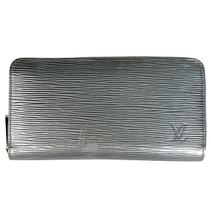 Louis Vuitton Zippy Wallet LV Knight Metallic Long Wallet Epi Silver M82794