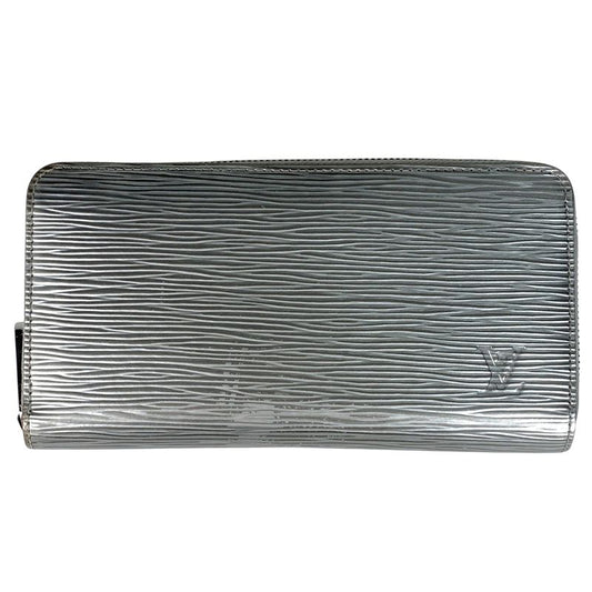 Louis Vuitton Zippy Wallet LV Knight Metallic Long Wallet Epi Silver M82794