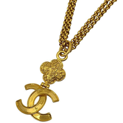 Chanel Coco Mark Chain Necklace Long Double Necklace Gold Ladies