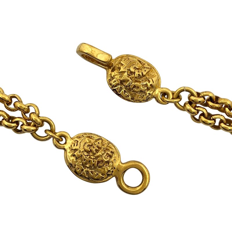 Chanel Coco Mark Chain Necklace Long Double Necklace Gold Ladies