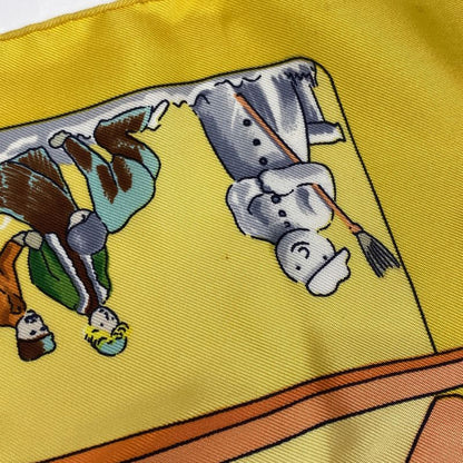 Hermes Carré 90 Neige D'antan Last Year's Snow Scarf Silk Yellow Multicolor