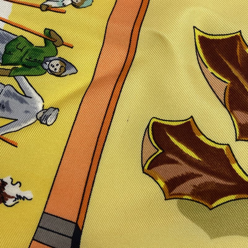 Hermes Carré 90 Neige D'antan Last Year's Snow Scarf Silk Yellow Multicolor