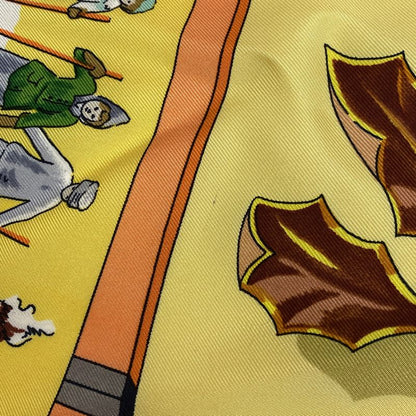 Hermes Carré 90 Neige D'antan Last Year's Snow Scarf Silk Yellow Multicolor