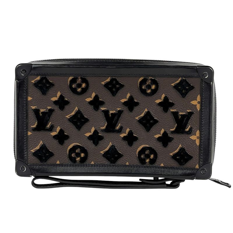 Louis Vuitton Soft Trunk Clutch Tuftage Second Bag Monogram Black Brown M45061