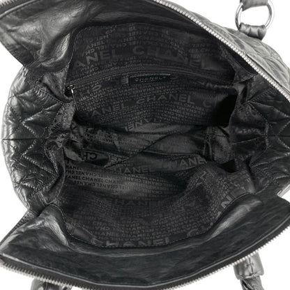 Chanel Coco Mark Chain Tote Shoulder Bag Tote Leather Black Women