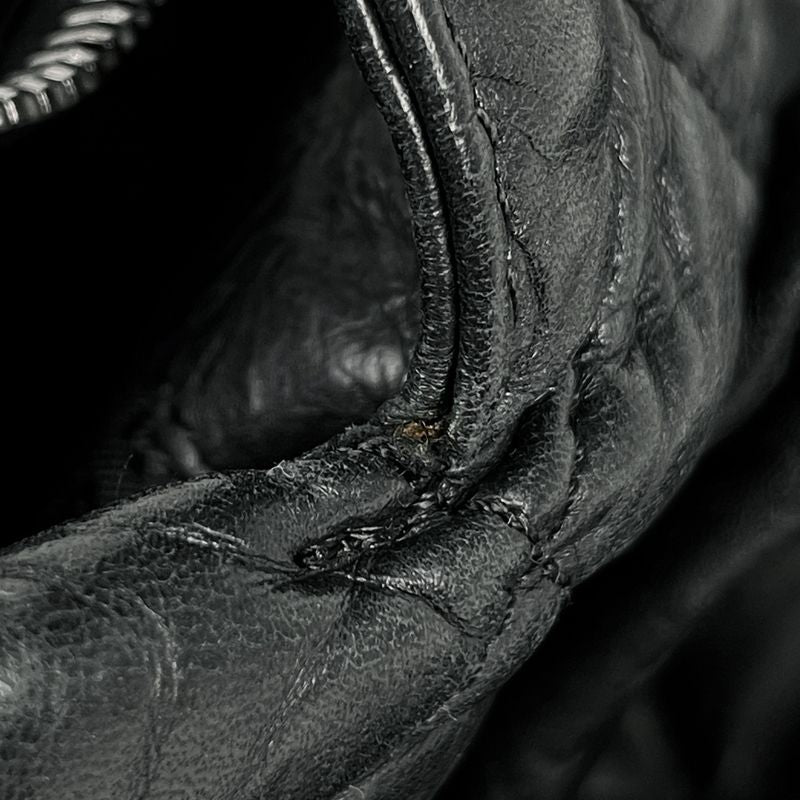 Chanel Coco Mark Chain Tote Shoulder Bag Tote Leather Black Women