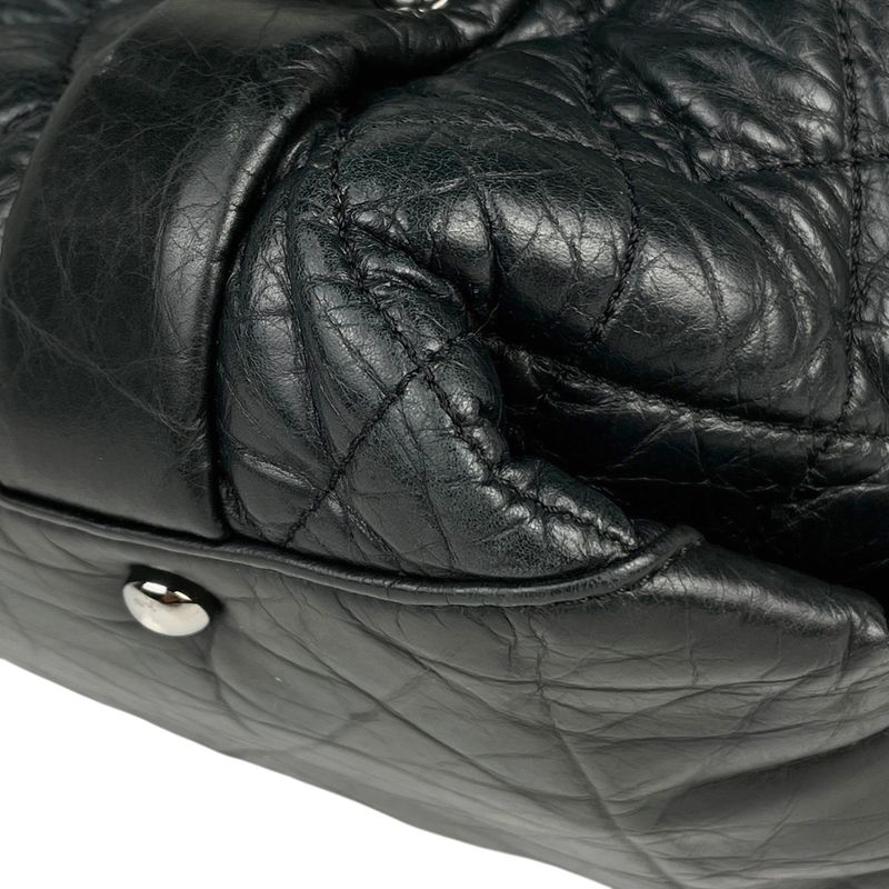 Chanel Coco Mark Chain Tote Shoulder Bag Tote Leather Black Women