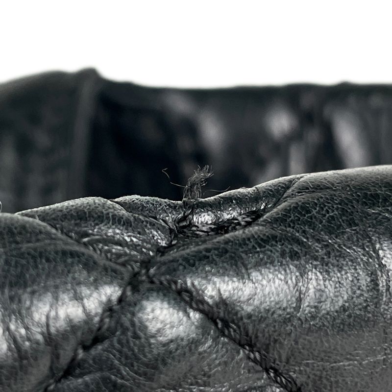 Chanel Coco Mark Chain Tote Shoulder Bag Tote Leather Black Women