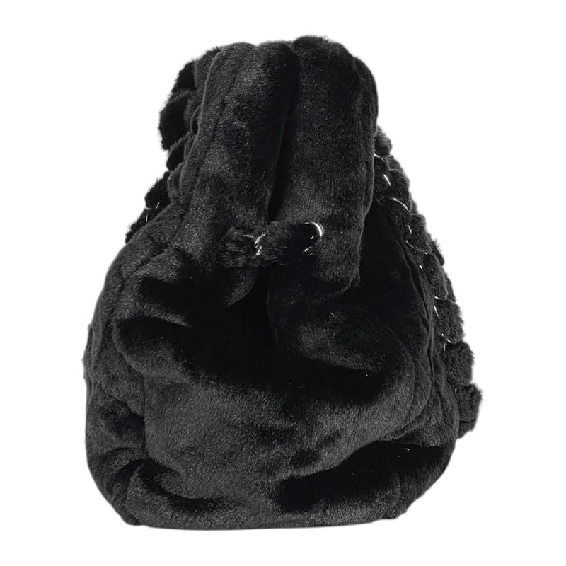 Chanel Coco Mark Chain Tote Bag Camellia Shoulder Bag Tote Bag Fur Black Women