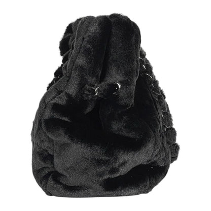 Chanel Coco Mark Chain Tote Bag Camellia Shoulder Bag Tote Bag Fur Black Women