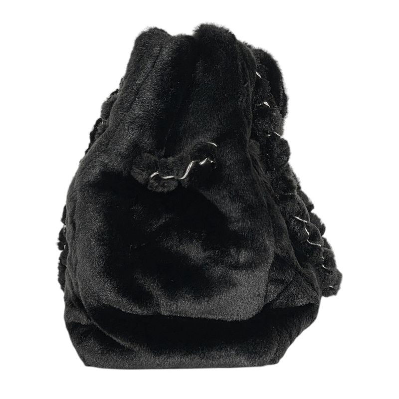 Chanel Coco Mark Chain Tote Bag Camellia Shoulder Bag Tote Bag Fur Black Women