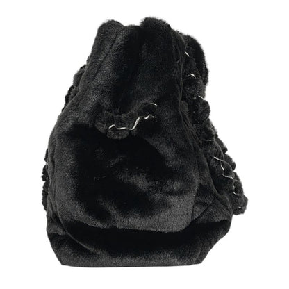 Chanel Coco Mark Chain Tote Bag Camellia Shoulder Bag Tote Bag Fur Black Women