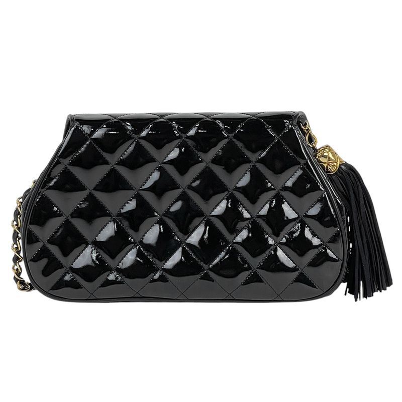 Chanel Coco Mark Fringe Chain Shoulder Bag Tassel Matelasse Enamel Shoulder Bag