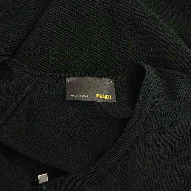Fendi Knit Dress Long Short Sleeves 38 Black Hk - Gy57
