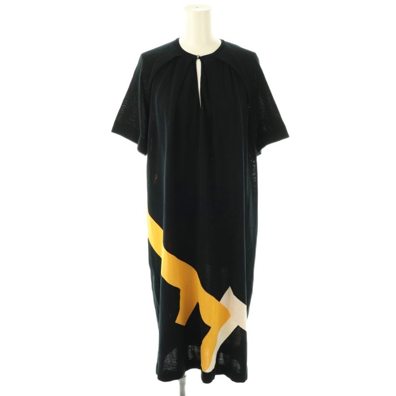 Fendi Knit Dress Long Short Sleeves 38 Black Hk - Gy57