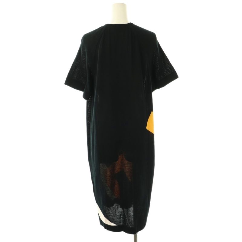 Fendi Knit Dress Long Short Sleeves 38 Black Hk - Gy57