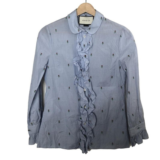 Gucci Long Sleeve Shirt Blouse Women - 430885 Light Blue X Multi