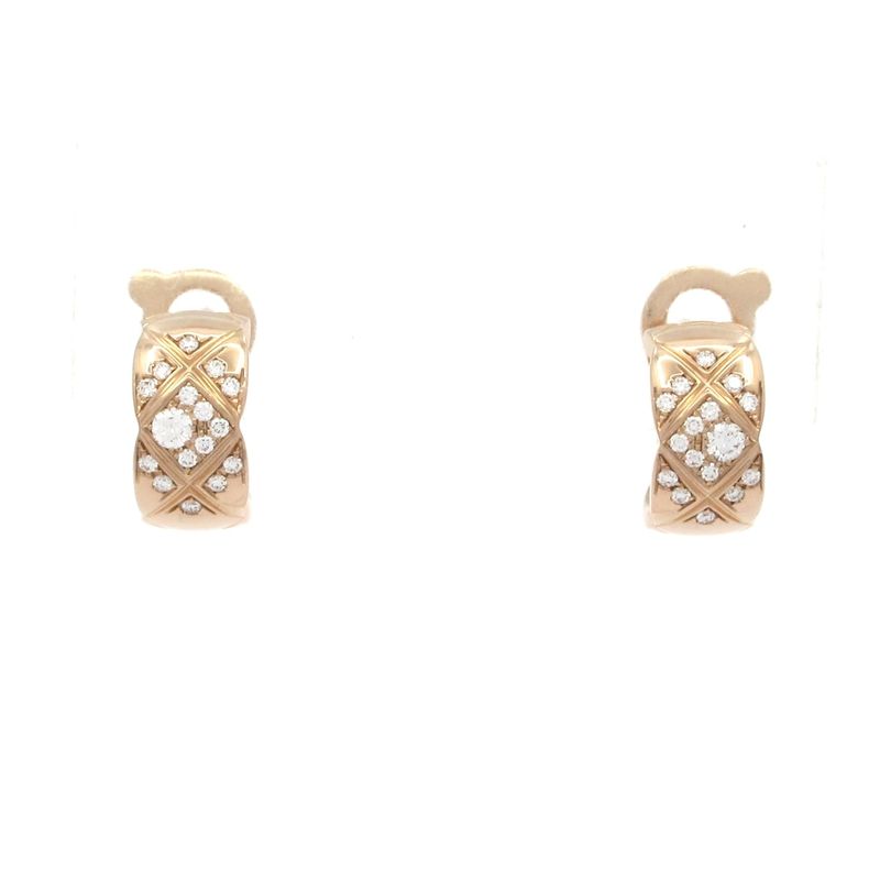 Chanel Earrings Excellent Condition Coco Crushmatelasse 18kbg X Diamonds