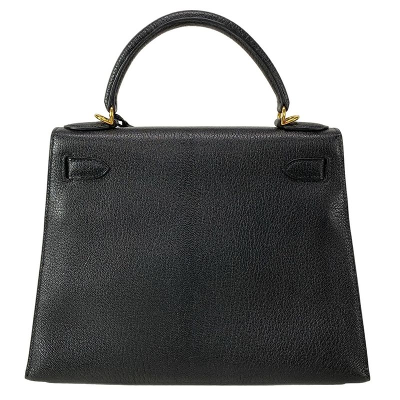 Hermes Handbag Excellent Condition Kelly 28 Black Outer Stitching Gold Hardware