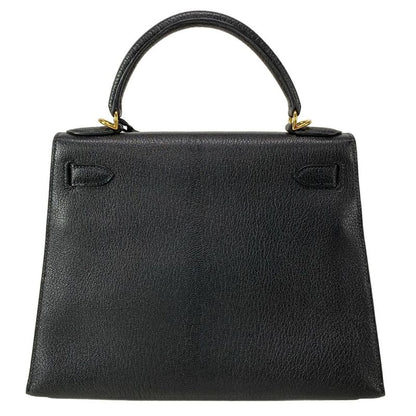 Hermes Handbag Excellent Condition Kelly 28 Black Outer Stitching Gold Hardware