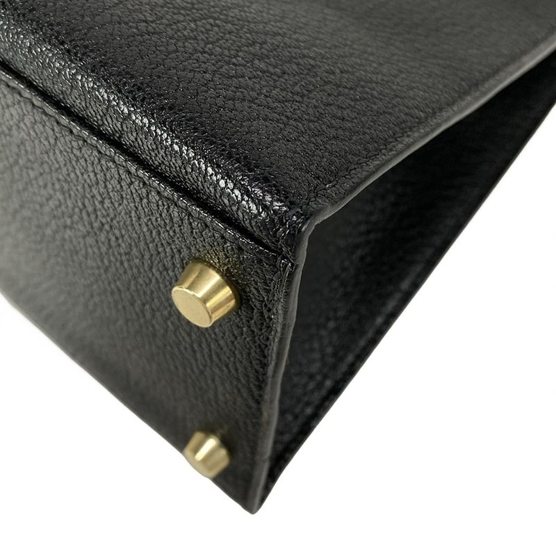 Hermes Handbag Excellent Condition Kelly 28 Black Outer Stitching Gold Hardware