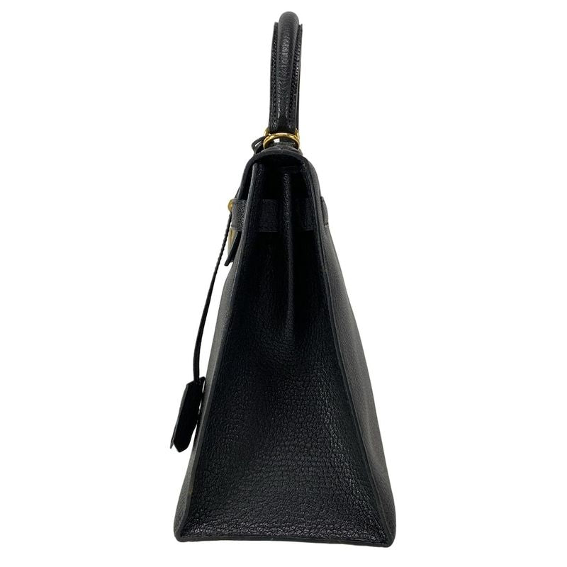 Hermes Handbag Excellent Condition Kelly 28 Black Outer Stitching Gold Hardware