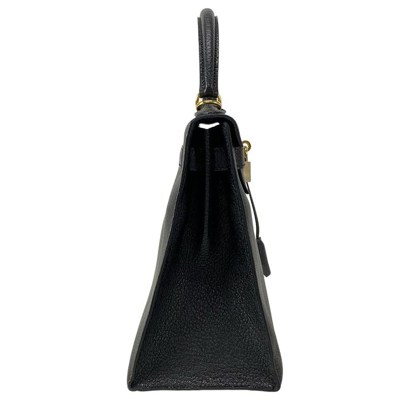 Hermes Handbag Excellent Condition Kelly 28 Black Outer Stitching Gold Hardware