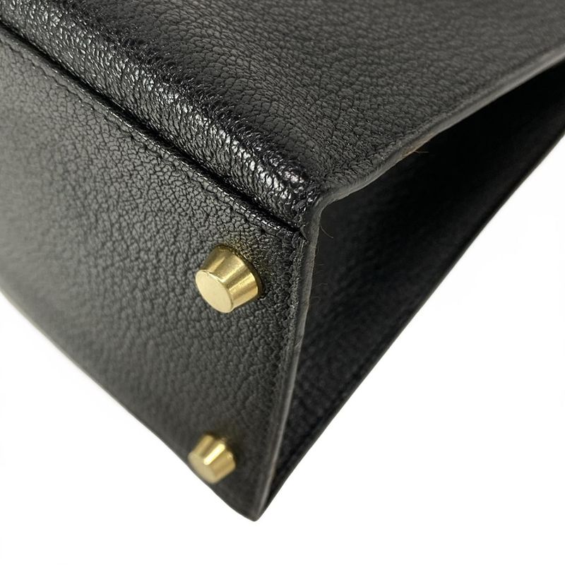 Hermes Handbag Excellent Condition Kelly 28 Black Outer Stitching Gold Hardware
