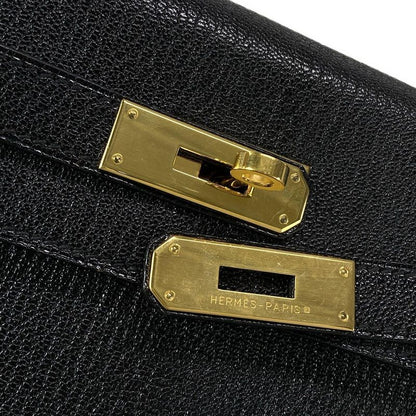 Hermes Handbag Excellent Condition Kelly 28 Black Outer Stitching Gold Hardware