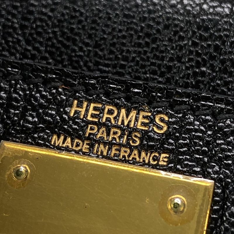 Hermes Handbag Excellent Condition Kelly 28 Black Outer Stitching Gold Hardware
