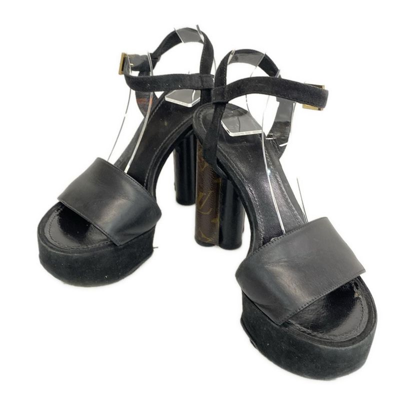 Louis Vuitton Sandals 37 Podium Line Platform Sandals Brown Black and Gold