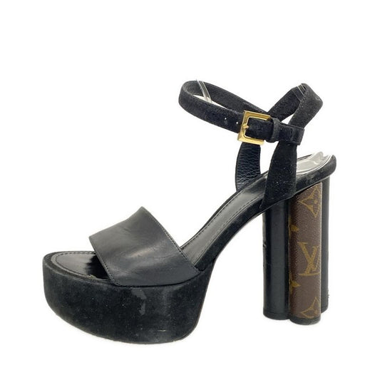 Louis Vuitton Sandals 37 Podium Line Platform Sandals Brown Black and Gold