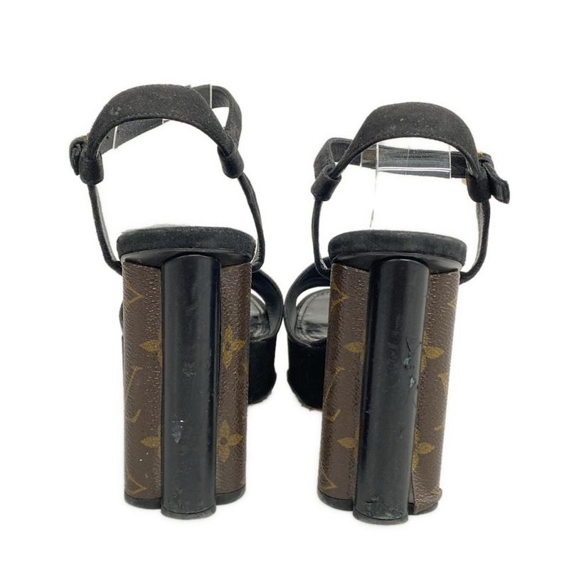 Louis Vuitton Sandals 37 Podium Line Platform Sandals Brown Black and Gold