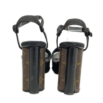 Louis Vuitton Sandals 37 Podium Line Platform Sandals Brown Black and Gold
