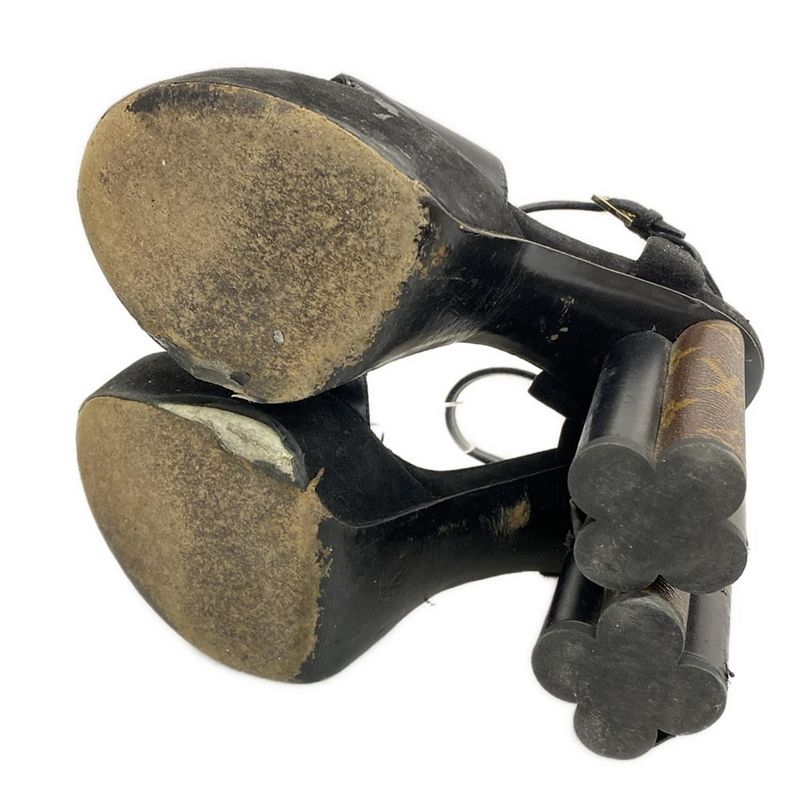 Louis Vuitton Sandals 37 Podium Line Platform Sandals Brown Black and Gold