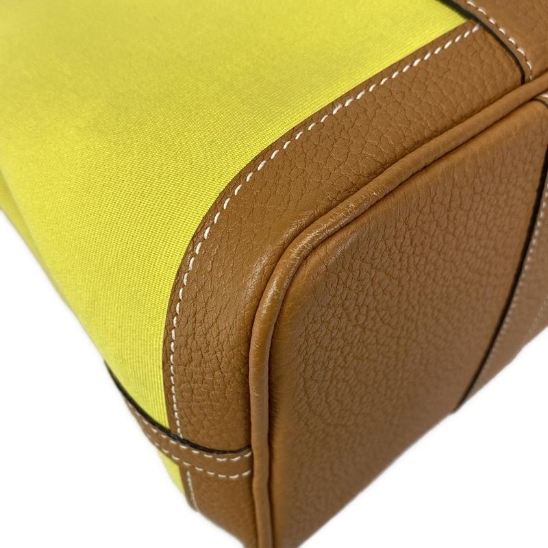 Hermes Garden Party TPM Tote Bag Lime and Toffee Silver Hardware